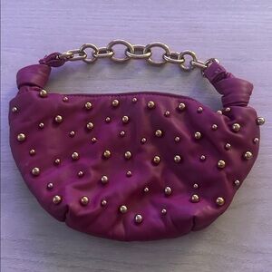 ZARA- Studded Pink Clutch with Gold Accents